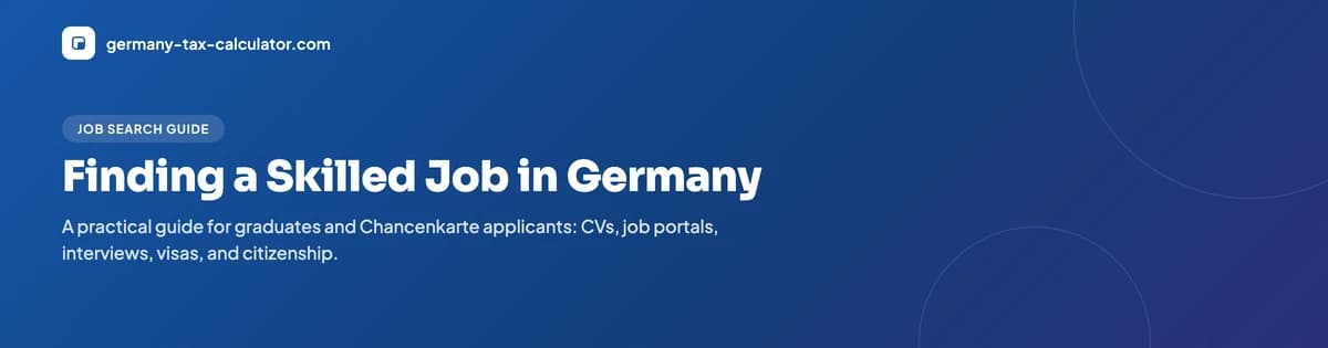 Eine illustrierte Szene einer Person, die ihren Karriereweg in Deutschland plant